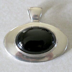Joseph Esposito ESPO Sterling Signatures Large Oval Onyx .925 Silver Pendant